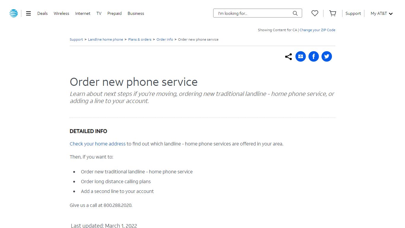 Order New Phone Service - AT&T Home phone Customer Support